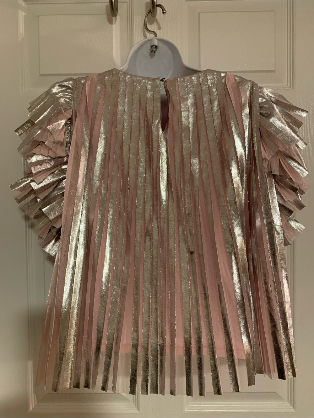 Anthropologie Flutter-Sleeve Foil Pleated Top - Picture 5 of 7